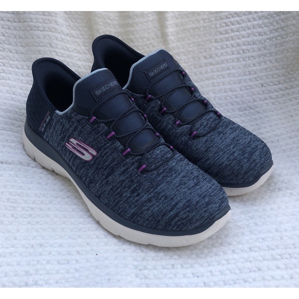Skechers Slip-ins Shoes Women's 8 Wide Blue Knit Memory Foam 149937W Sneakers